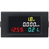 KETOTEK Voltmeter Ammeter DC 14-600V 20A, 4 in 1 Multimeter Panel Kwh Volt Amp Watt Meter, Digital Power Meter Energy Monitor DC Current Meter with Built-in Shunt