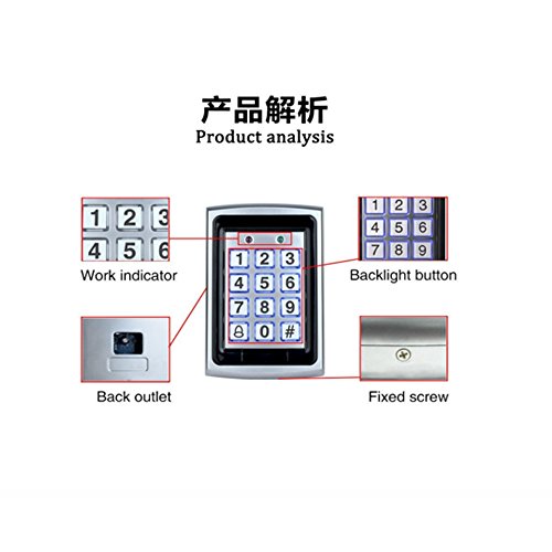 10 RFID Keychains + Waterproof Rain Cover + Rfid Metal Keypad Supports 1000 Users Wiegand-26 Interface (Input / Output)
