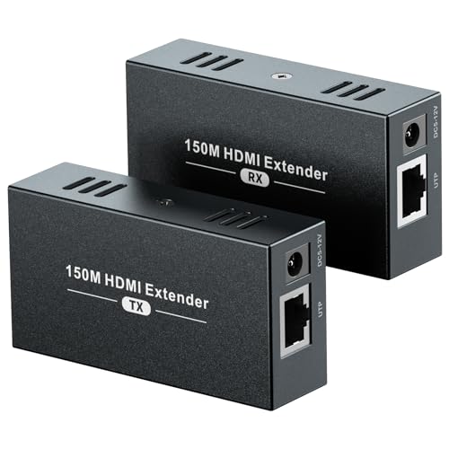 PWAY DT264 HDMI Extender Over Ethernet 150M 492ft HDMI to RJ45 over Cat5e/6/7 Ethernet Transmitter HDMI Receiver Support Loop out