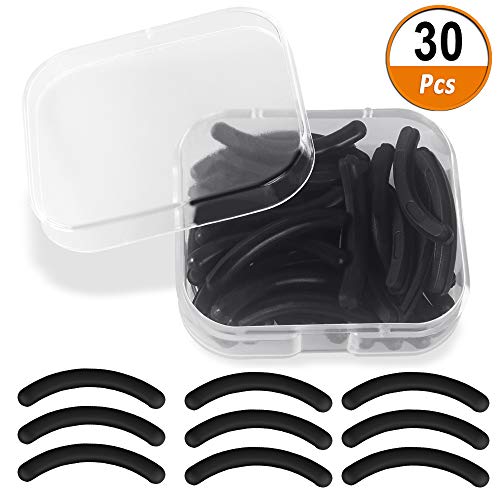 Eyelash Curler Refill 30 Pcs Eyelash Curler Pads Rubber Black Eyelash Curler Replacement Pads with Hard Storage Case for Universal Eyelash Curler