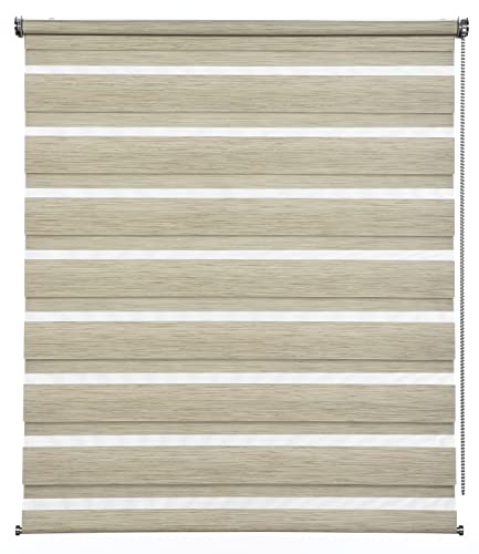 GARDINIA Estor Doble de Lujo, Doble Estor, Estor Lateral, Rayas Transparentes y Opacas, Ajustable, 50 x 180 cm, Color marrón Capuchino