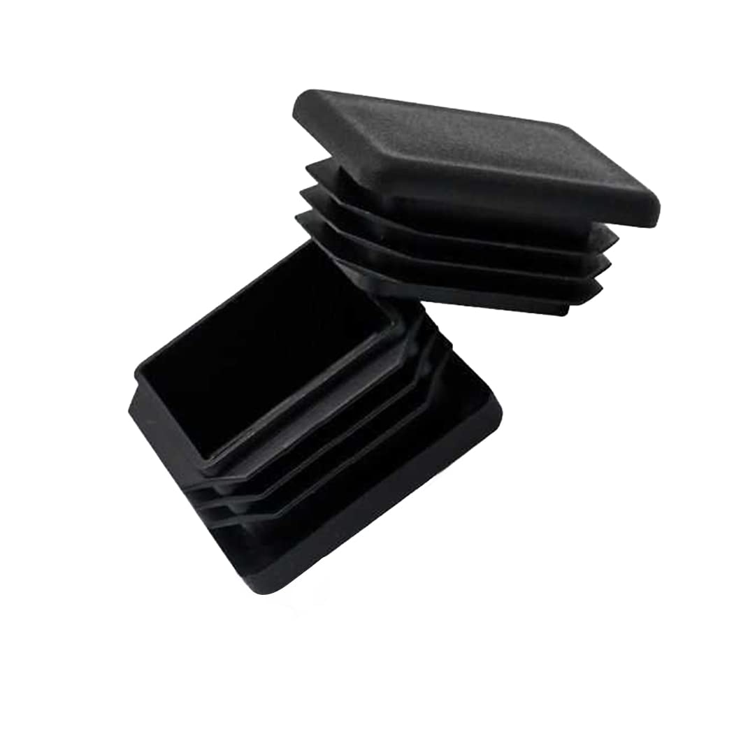 Lyxtiorn 4Pcs Black Square Plastic Anti-Slip Mat, 100x100mm, Ribbed Tube End Caps for Furniture Legs (Metal, Square Tubing)