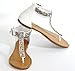 Twisted Women's Daisy Faux Leather T-Strap Flat Sandal with Rhinestone Embellished Overlay
