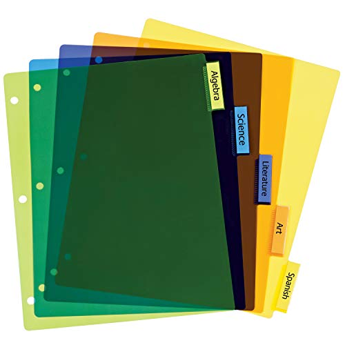 Avery Dividers for 3 Ring Binders, 5Tab Binder Dividers, Plastic