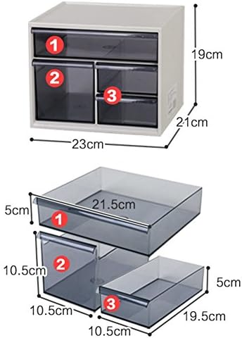 Hxdeli Desk organizer With drawers,Minimalism Cosmetics Storage box Plastic White Office Bathroom Decor-F