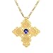 Big Size Ethiopian Cross Coin Stone Pendant for Unisex 18K Real Gold Plated Fashion Jewelry African