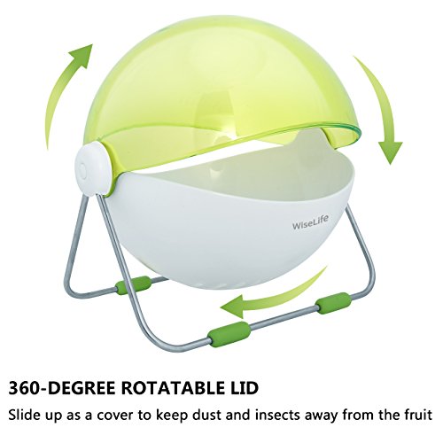 Wiselife Fruit Wash Bowl Fruit Basket 360 Rotatable Lid Fruit Holder Centerpiece Vegetable Washing Basket Storage Green - Thumbnail 3
