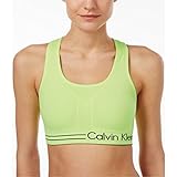 Calvin Klein Performance Women's Reversible Medium Impact Racerback Sports Bra (Small, Flashlight/Black)