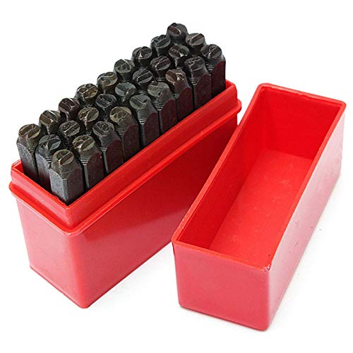 Heavy Duty Number Punch Tool Set, Carbon Steel Pin Punch Set Metal Stamp Craft Tool Kit with Case (4mm Number)