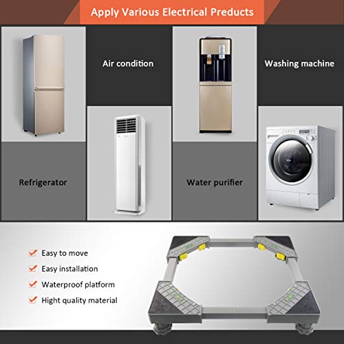 Adjustable Movable Base Refrigerator Fridge Stand with 4 Strong Feet Yellow Multi-Functional Furniture Dolly Roller Base for Refrigerator Washing Machine Washer Dryer - Thumbnail 6