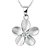 Eove Jewelry Sterling Silver Women Hawaiian Plumeria Flower CZ Necklace Pendant with 16