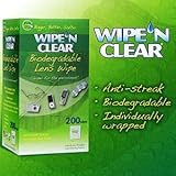 Flents Wipe N Clear Biodegradable Lens Cleaning Cloths - 400 Wipes Total (2 Pack of 200ct)