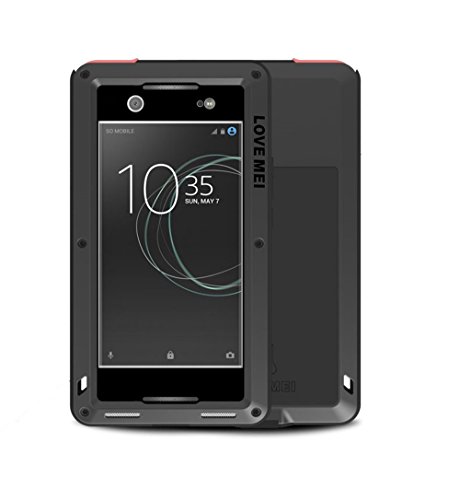 SONY Xperia XA1 Ultra Case , Bpowe Armor Tank Aluminum Metal Gorilla Glass Shockproof Military Heavy Duty sturdy Protector Cover Hard Case for SONY Xperia XA1 Ultra (Black)