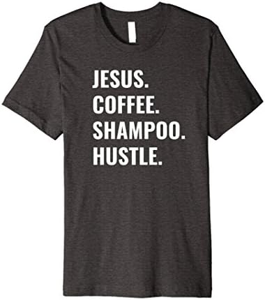 Mens Jesus Coffee Shampoo Hustle graphic tee shirt Monat Large Dark Heather