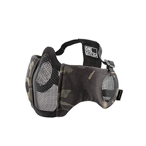 6" Foldable Half Face Airsoft Mesh Mask with Ear Protection, Military Tactical Lower