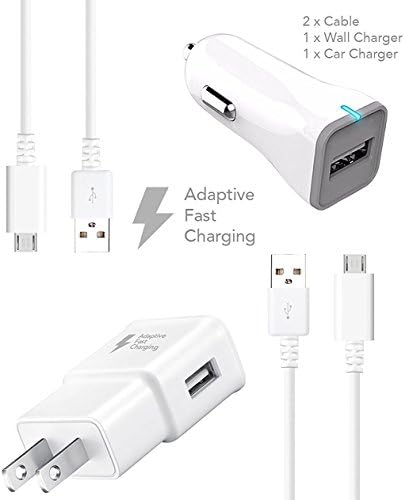 Huawei Honor 5X Charger Fast Micro USB 2.0 Cable Kit by Ixir - {Fast Wall Charger + Fast Car Charger + 2 Cable}