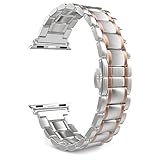 MoKo Band for Apple Watch Series 1 Series 2, Stainless Steel Metal Replacement Smart Watch Strap Bracelet for Apple Watch 38mm All Models - SILVER & Rose GOLD (Not Fit iWatch 42mm 2016)