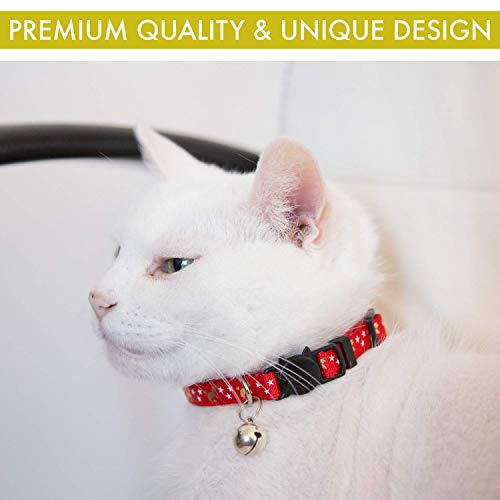 Cat Collar Stars and Moon, 6-Pack, Reflective with Bell, Solid & Safe Collars for Cats, Nylon, Kitty Collars, Pet Collar, Breakaway Cat Collar, Free Replacement - Thumbnail 5