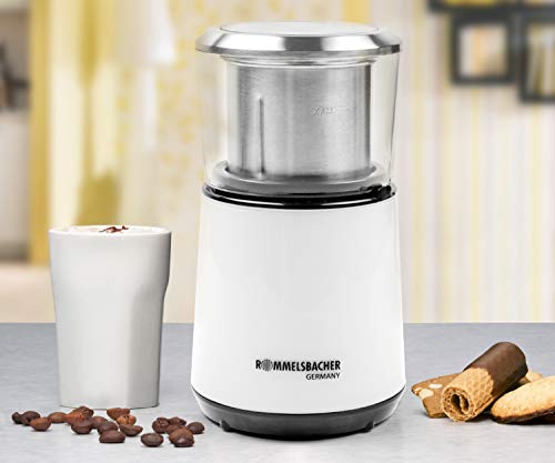 ROMMELSBACHER Kaffeemühle EKM 125 - Schlagwerk, 4-flügeliges Messer aus Edelstahl, Edelstahl-Bohnenbehälter, Füllmenge… – Bild 4