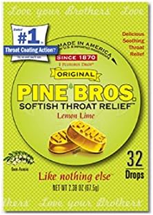Pine Bros Lemon Lime Throat Drops, 32 Count Bag