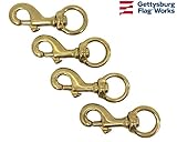 Four (4) Standard 3" Bronze Brass Flagpole Snap Clips to Attach Flag to Halyard Rope - 3" with Swivel Eyelet, Durable Brass Construction - Qty 4