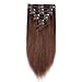 14 inch 120g Double Weft Clip in Hair Extensions 100% Remy Human Hair Full Head Thick Thickened Soft Silky Straight 8pcs 18clips #2 Dark Brown