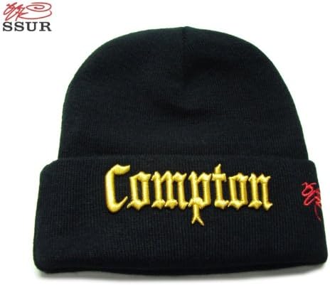 Amazon Ssur サー Comptonロゴ ニットキャップ ブラックxゴールド ニット帽 Comme Des Fuckdown コムデファックダウン Free フリー Black 並行輸入品 ニット 通販