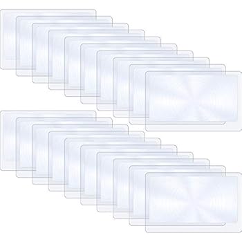 20 Pieces Thin Fresnel Lens Pocket Size Magnifier Lenses Credit Card Magnifier for Reading or Fire Starter
