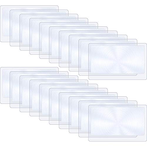Hestya 20 Pieces Thin Fresnel Lens Pocket Size Magnifier Lenses Credit Card Magnifier for Reading or Fire Starter