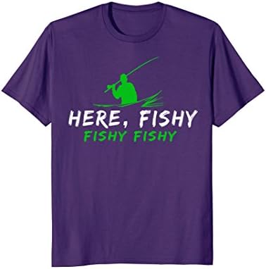 Mens Here, Fishy Fishy Fishing T Shirt Small Purple
