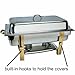 Tiger Chef 8 Quart Full Size Buffet Chafing Dish Set with Gold Accents and Gel Fuel Cans