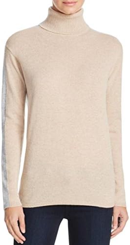 Magaschoni Womens Cashmere Colorblock Turtleneck Sweater Gray M