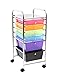 Finnhomy 6 Drawer Rolling Cart Storage Rolling Carts with Semi-Transparent Mutli Color Drawers Organizer Cart for School Office Home Beauty SalonUtility Cart with Wheels