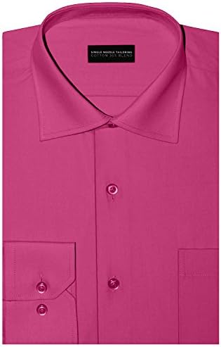 Men's Regular Fit Solid Color Spread Collar Dress Shirt with Cuff