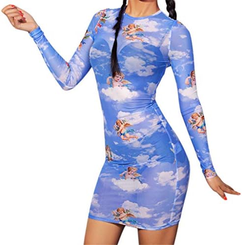 Women Mesh Angel Shirt Sexy Crop Tops Club Slim Casual Top Angel Print Graphic Vest See Through Summer