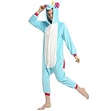 Adult Unisex Flannel Unicorn Animal Onesies Pajamas Kigurumi Onepiece Cosplay Costume (S, Blue)