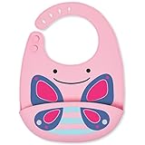 Skip Hop Zoo Fold & Go Silicone Bib, Pink Butterfly