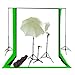 CowboyStudio Photography/Video Triple Lighting Light Kit with Black, White, and Green 10' x 20' Muslin Backdrops and Heavy Duty Background Support Kit