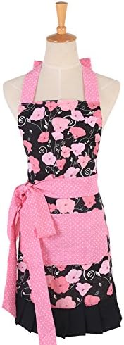 Attac Cute Beautiful Patterns, Kitchen Restaurant Cooking Chef Bib Aprons with Two Large Front Gift for Wife or Ladies (Pink Floral)