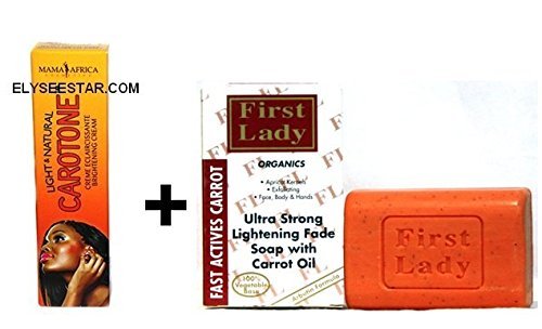 CAROTONE Mama Africa Carotone Light &amp; Natural Brightening Cream 60Ml &amp; First Lady Carrot Skin Lightening 60ML+200g