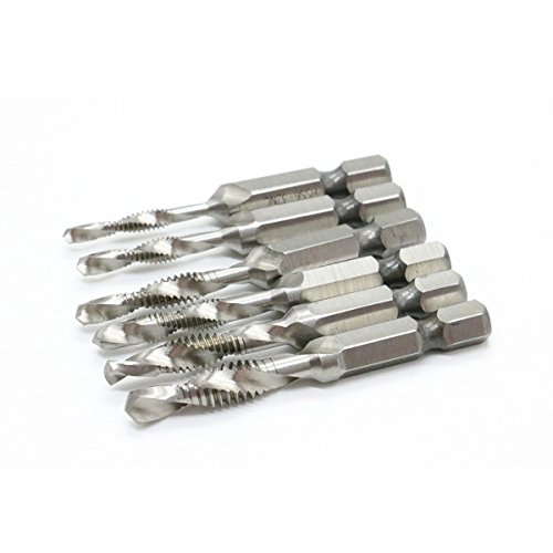 Pomeat SAE Drill Tap Combination Bit Set Deburr Countersink Hex Bit HSS
