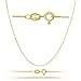 KEZEF 18k Gold over Sterling Silver 1mm Thin Box Chain Necklace Made in Italy 36 Inch