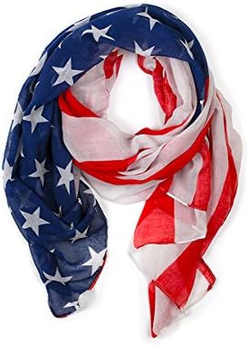 American Flag Red White Blue Scarf | Lightweight, Patriotic, Holiday USA Shawl Wrap Stole