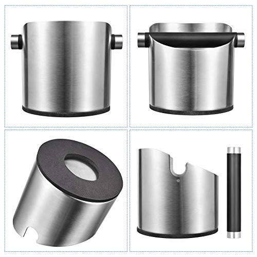 Large Size Coffee Knock Box, SANTOW Stainless Steel Construction Black