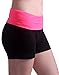 HDE Women's Activewear Colorblock Stretch Foldover Workout Yoga Fitness Shorts (Black and Neon Pink, Large)