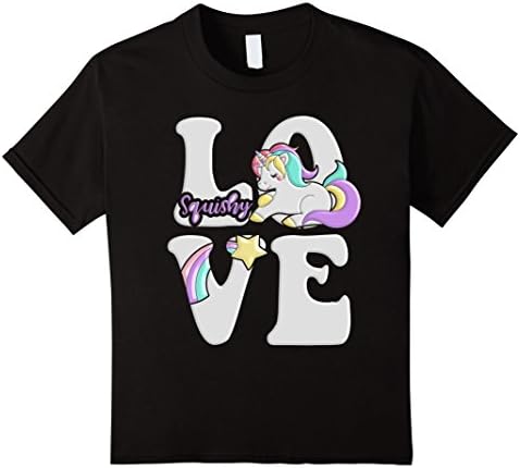 Kids Squishies Love Unicorn Rainbow Squishy T-Shirt 12 Black