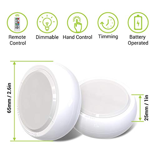 Wireless LED Puck Light, OxyLED RGB Color Changing LED Under Cabinet Lighting Closet Light Battery Powered Night Lights Under Counter Lighting with Remote Control Dimmer & Timing Function (6 Pack) - Thumbnail 6