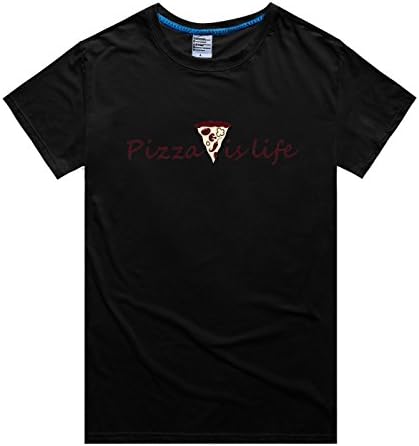 Crossing Mens Pizza is Life Funny Food Graphic Fashion Tee Shirts XL black