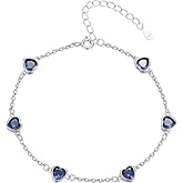 EVERU 925 Sterling Silver Birthstone Bracelet 12 Color Options Diamond Heart Bracelet Jewelry Gift for Women