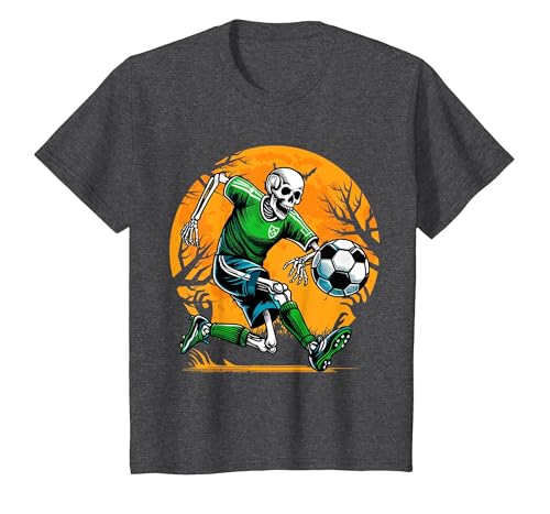 Soccer Skeleton Halloween Football Spooky Boys Soccer Player T-Shirt, Youth, Da…